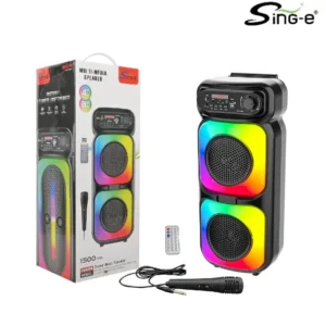 Parlante 4″x2 Bluetooth Con Micrófono Y Control / Radio FM / MicroSD / USB / AUX 3.5mm / 8Wx2 / 1500mah / Sing-e ZQS-4273M