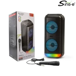 Parlante 6″x2 Bluetooth Con Micrófono / Radio FM / MicroSD / USB / AUX 3.5mm / 10Wx2 / 3000mah / Sing-e ZQS-6227
