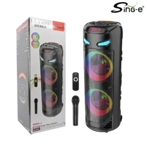 Parlante 8″x2 Bluetooth Con Micrófono Y Control / Con DSP / Radio FM / MicroSD / USB / AUX 3.5mm / 30W*2 / 6000mah / Sing-e ZQS-8237
