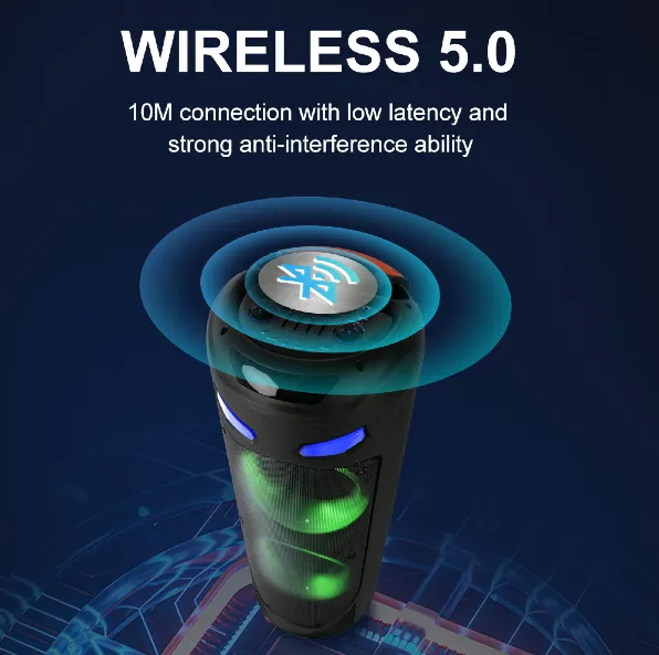 Parlante 8″x2 Bluetooth Con Micrófono Y Control / Con DSP / Radio FM / MicroSD / USB / AUX 3.5mm / 30W*2 / 6000mah / Sing-e ZQS-8237