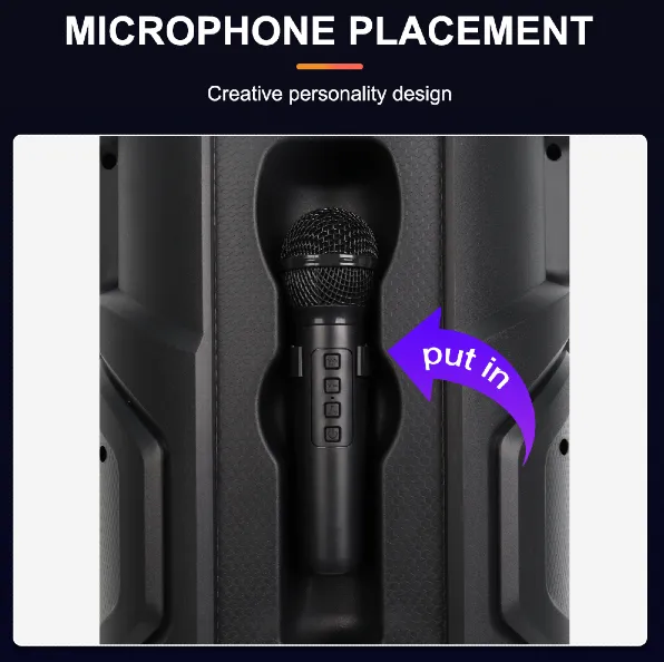 Parlante 8″x2 Bluetooth Con Micrófono Y Control / Radio FM / MicroSD / USB / AUX 3.5mm / 20Wx2 / 4500mah / Sing-e ZQS-8267