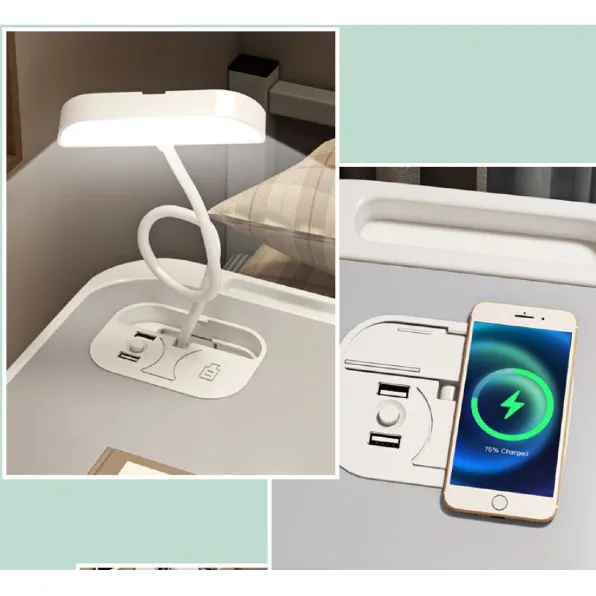 Mesa Plegable Multiuso Con Luz Led / Cajón / Carga QI / USB