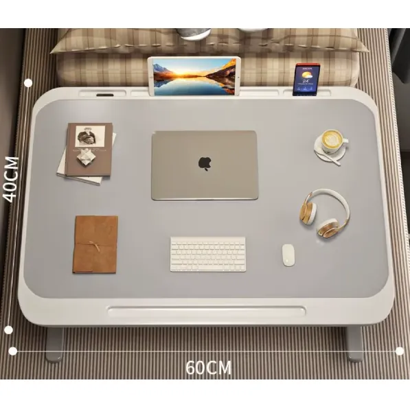 Mesa Plegable Multiuso Con Luz Led / Cajón / Carga QI / USB