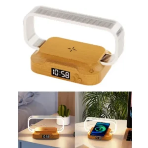 Lampara Luz Led Escritorio Con Reloj / Carga Inalámbrica QI 15W / WR06C
