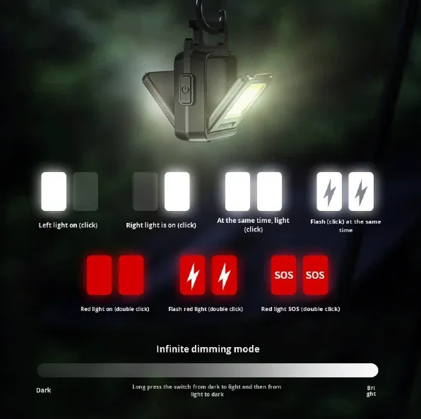 Mini Linterna Doble Portátil Recargable / Compatible Con Trípode