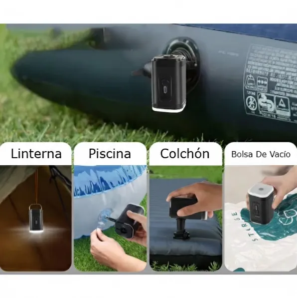 Bomba De Aire Y Bomba De Vacío Portátil Con Linterna / Inflador