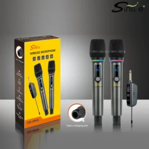 2 Micrófonos Dinámicos Cardioides Con Receptor 2.4Ghz / Inalámbrico / Sing-e ZQS-2M506