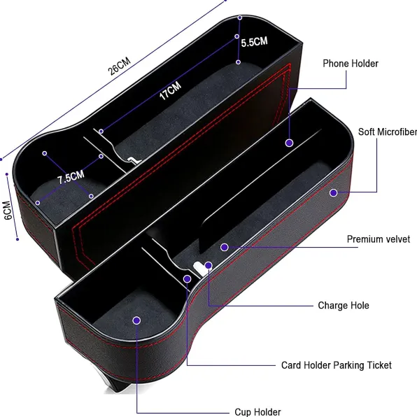 Par Organizadores Para Asiento De Auto Con Posa Vasos / Cuero PU