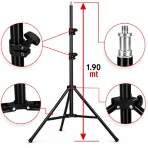 Trípode De Aluminio 1.9 MT / 2cm De Diámetro ( Apto Para Aro De Luz Led )