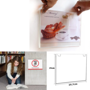 Porta Hojas A4 En Acrílico Exhibidor Para Pared / Horizontal / 21*29.7cm * 2.3mm