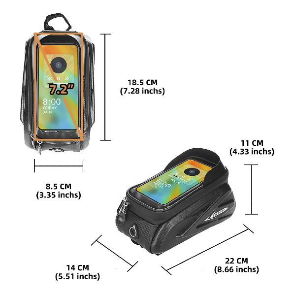 Bolso Para Cuadro De Bicicleta Con Estuche Para Celular Impermeable RZAHUAHU