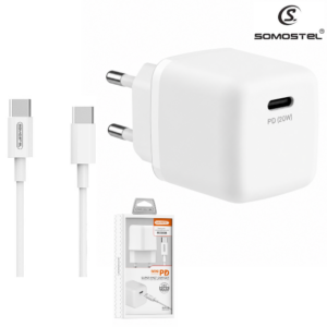 Cargador De Pared Somostel PD 20W + Cable Tipo-C A Tipo-C (Q12)