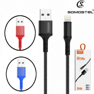 Cable USB A Lightning (Para iPhone) Somostel 1mt / 2.4A / SMS-BW09
