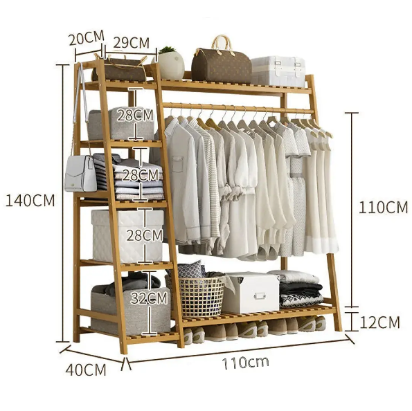 Perchero De Madera Para Ropa Con Estantes