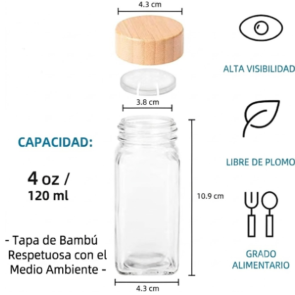 Set 24 Especieros Frascos De Vidrio Con Etiquetas