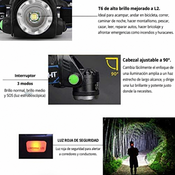 Lampara Linterna Minera 2400mah 10w