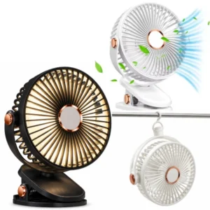 Ventilador Portátil Recargable 3 En 1 Clip + Gancho + Pared / Con Luz Led