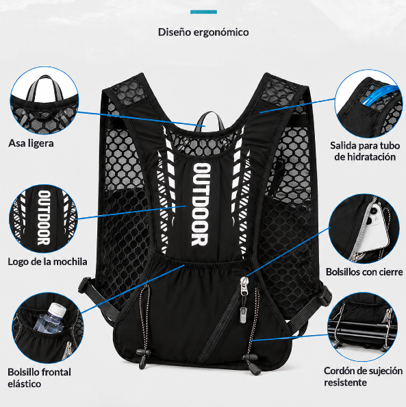 Chaleco Deportivo De Hidratación Con Bolsa 1.5lt