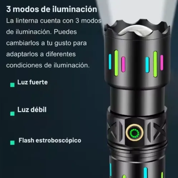 Linterna Led Recargable 3500mah Aluminio
