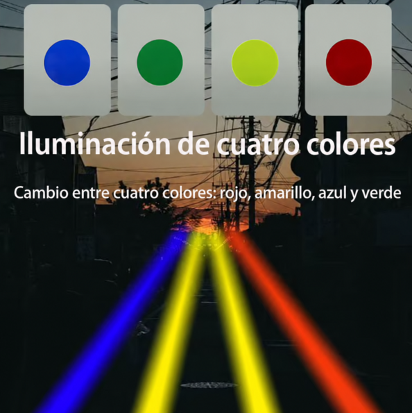 Linterna Led Recargable 20W Aluminio / Con Lupa Y Lentes De Colores
