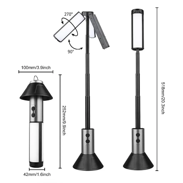 Linterna Led 3 Aspas / Zoom / 270° / Multifuncional Extensible / Recargable