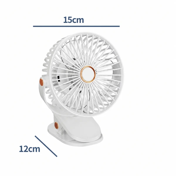 Ventilador Portátil Recargable 3 En 1 Clip + Gancho + Pared / Con Luz Led